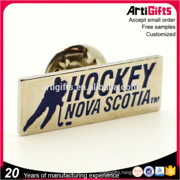 Custom metal die cut ice hockey player badge